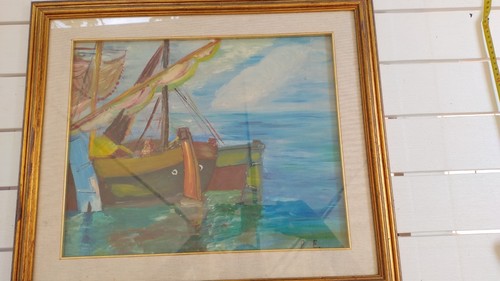 Quadro vintage barca pesca - vintage,